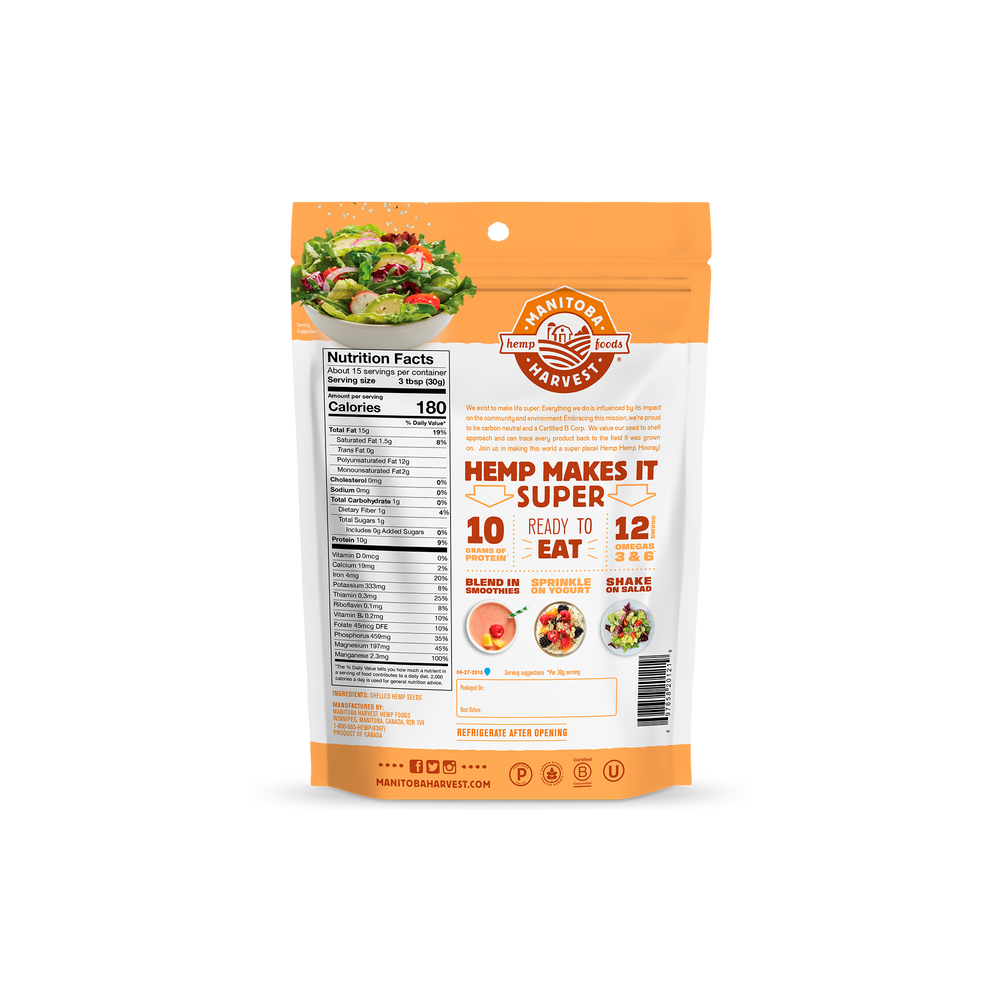 Natural Hemp Hearts Back of Pack