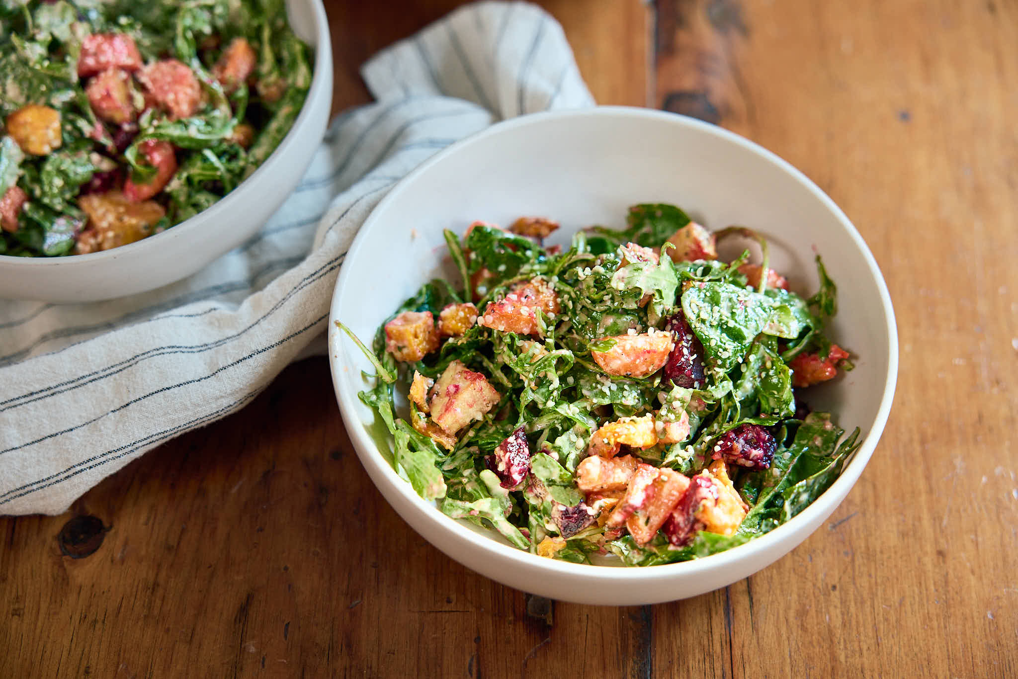 Roasted Veggie Bowl with Creamy Tahini Hemp Dressing