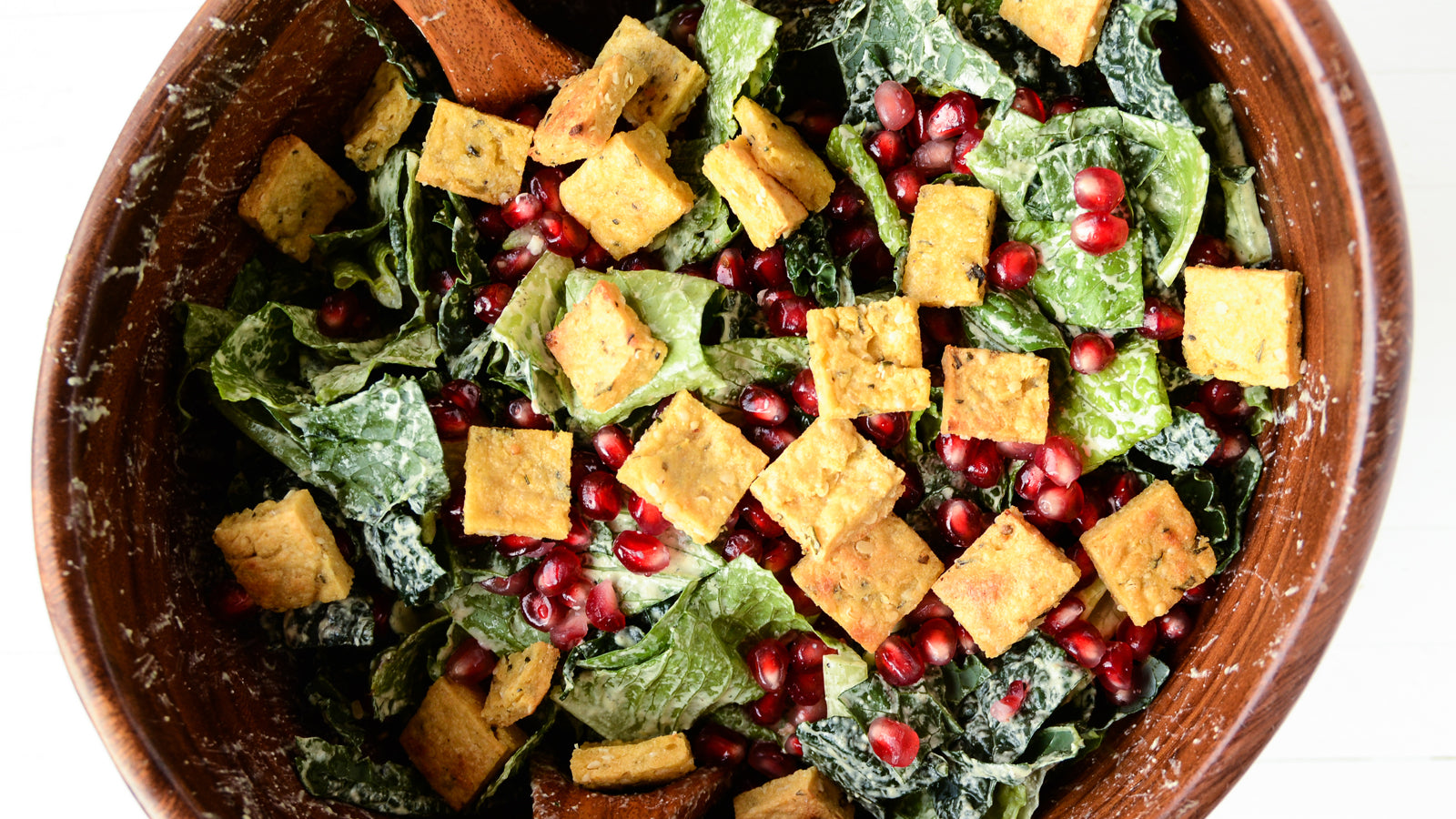 Vegan Caesar Salad with Hemp Protein Croutons