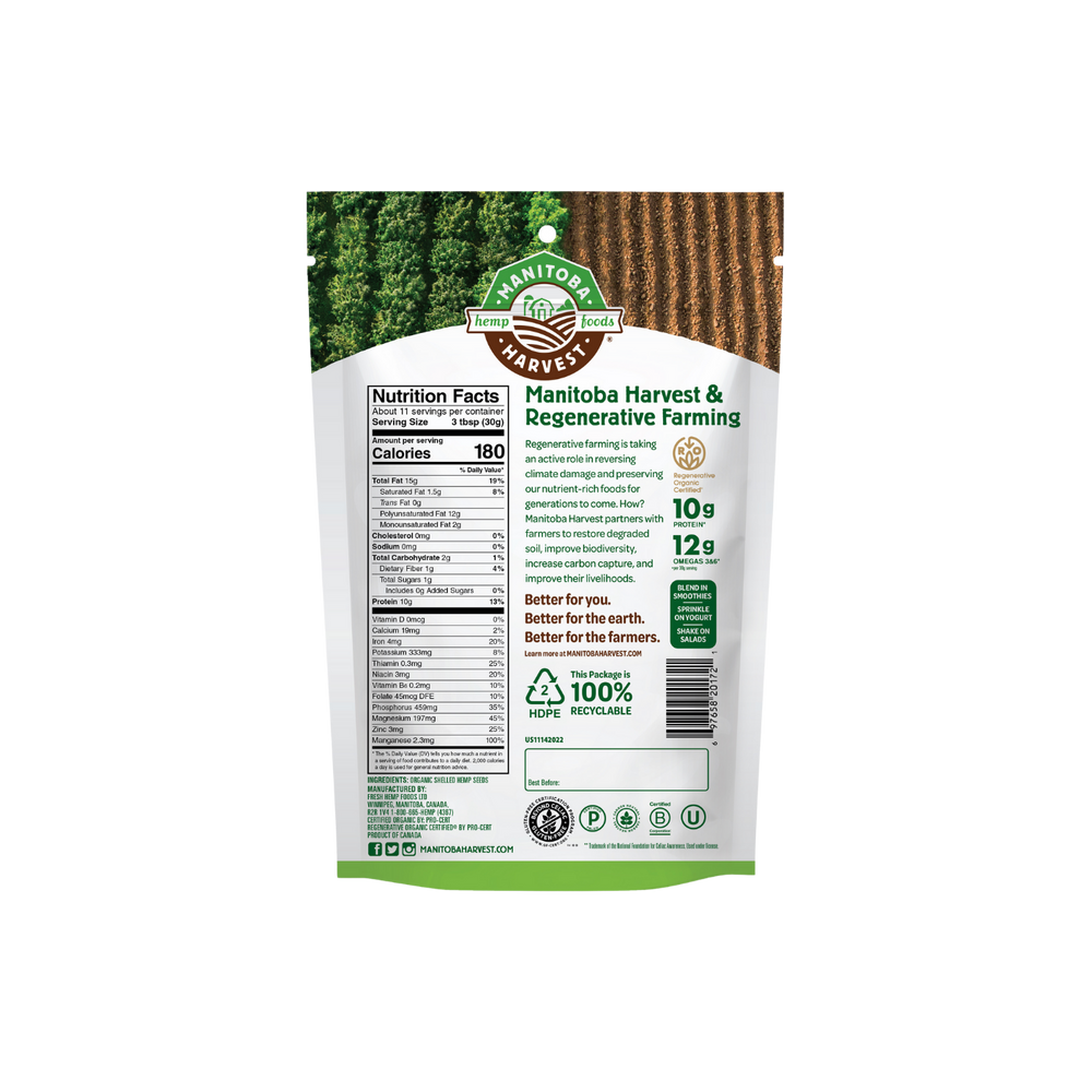 Regenerative Organic Hemp Hearts - back of pack